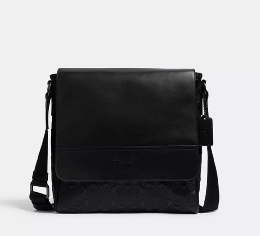 NWT Coach Men’s Houston Map Bag In Signature Leather