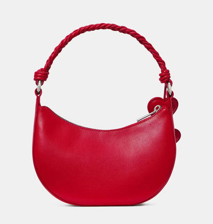 NWT Kate Spade Nova Braided Crescent Leather Shoulder Bag With Heart Charms