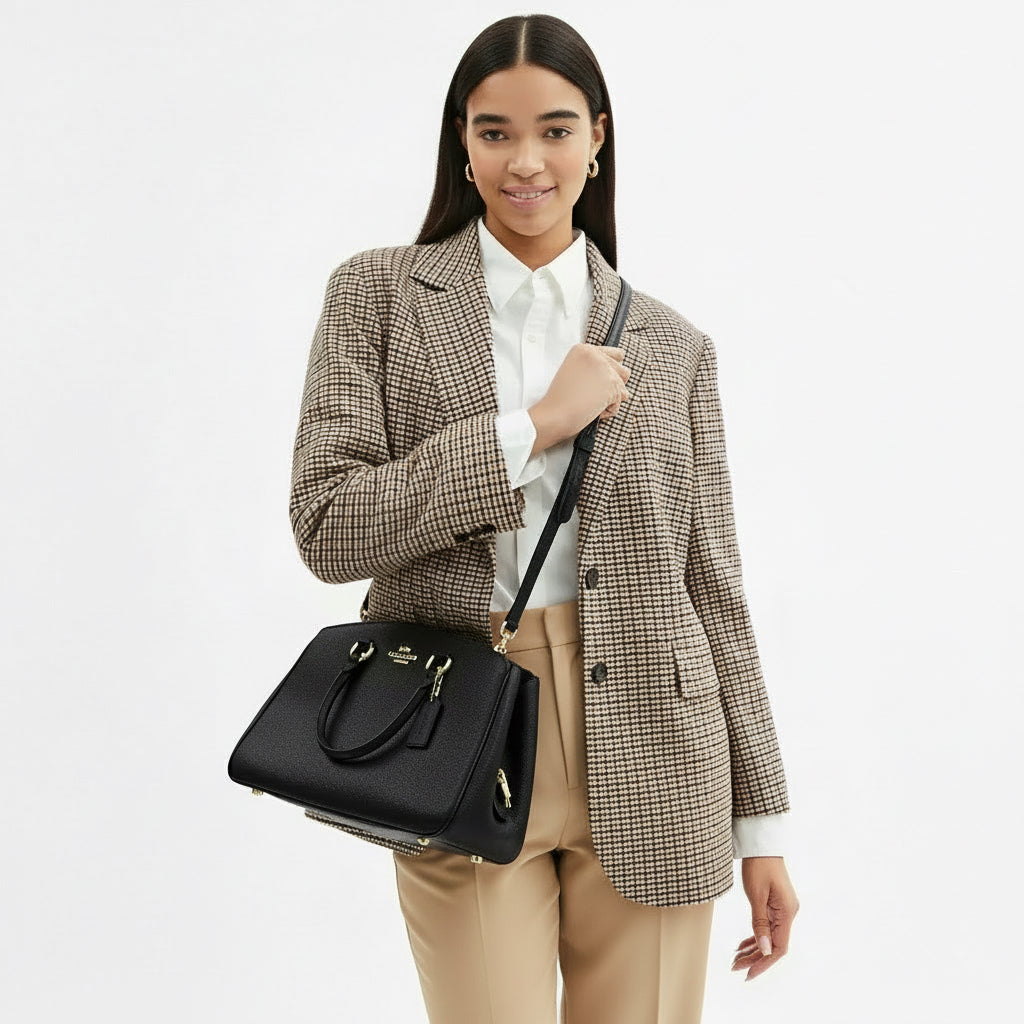 NWT Coach Savannah Carryall Leather Bag In Black