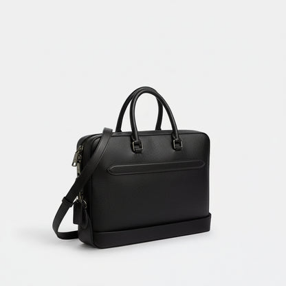 NWT Coach Ethan Slim Brief Laptop Leather Bag In Black