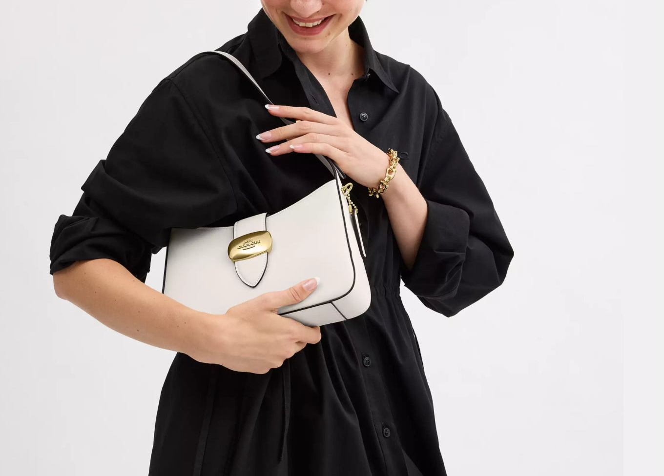 NWT Coach Leather Eliza Shoulder Bag with Zip-top Closure