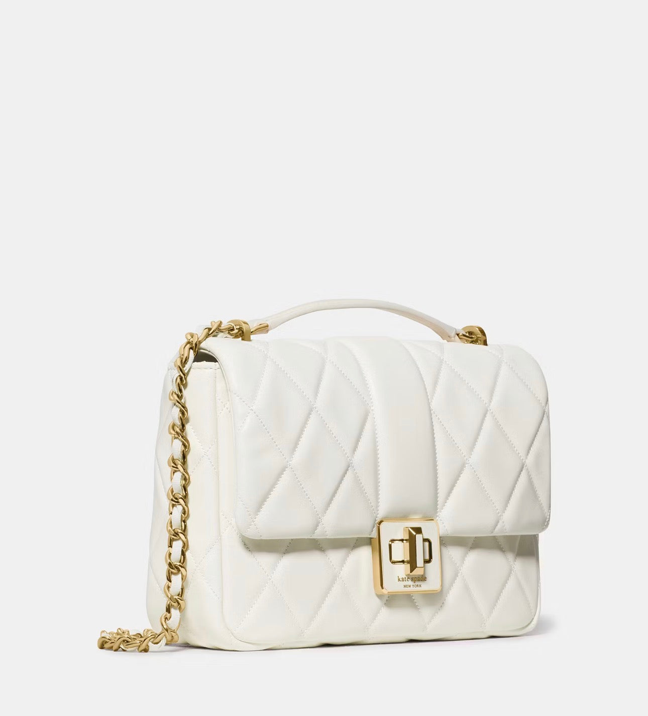 NWT Kate Spade Carey Quilted Leather Small Flap Crossbody Bag In Meringue