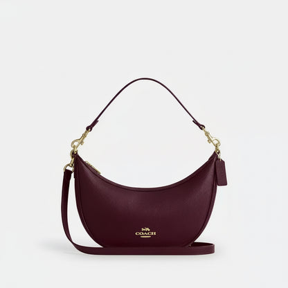 Coach Aria Shoulder/Crossbody Leather Bag In Dark Wine