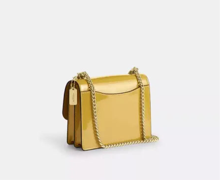 Coach Mini Klare Crossbody Bag In Patent & Smooth Leather Gold/Gold