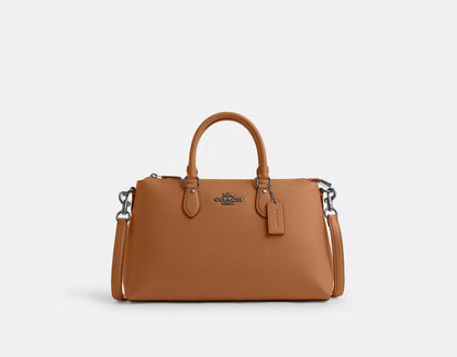 NWT Coach Leather Georgia Sachel Convertible Bag In Silver/Light Saddle