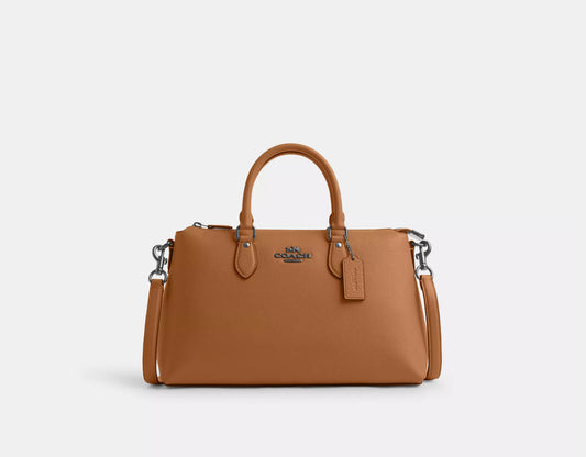 NWT Coach Leather Georgia Sachel Convertible Bag In Silver/Light Saddle