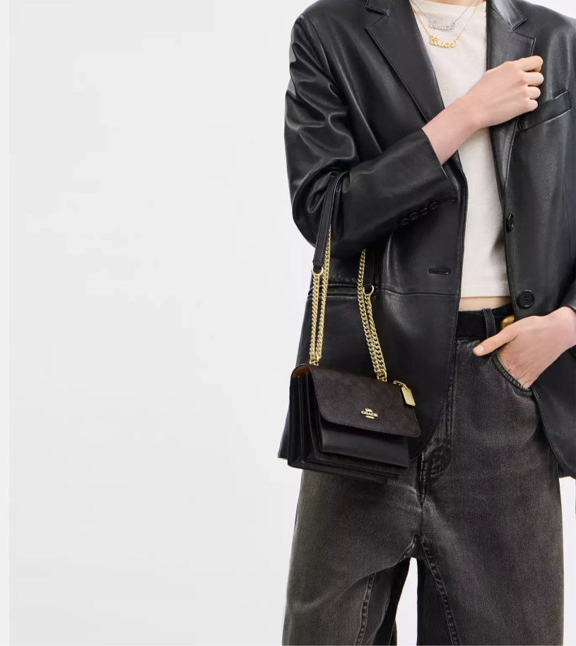 NWT Coach Mini Klare Crossbody Bag Signature Canvas & Leather In Brown/Black