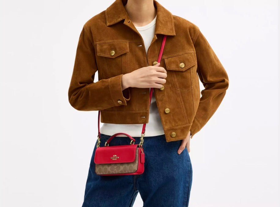 NWT Coach Mini Josie Top Handle Bag In Signature Canvas