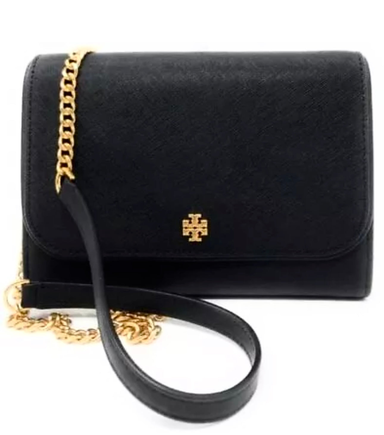 Tory Burch Emerson Chain
Wallet Saffiano Leather Black Bag