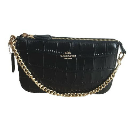 Coach Black Nolita 19 Crocodile Embossed Leather Convertible Bag