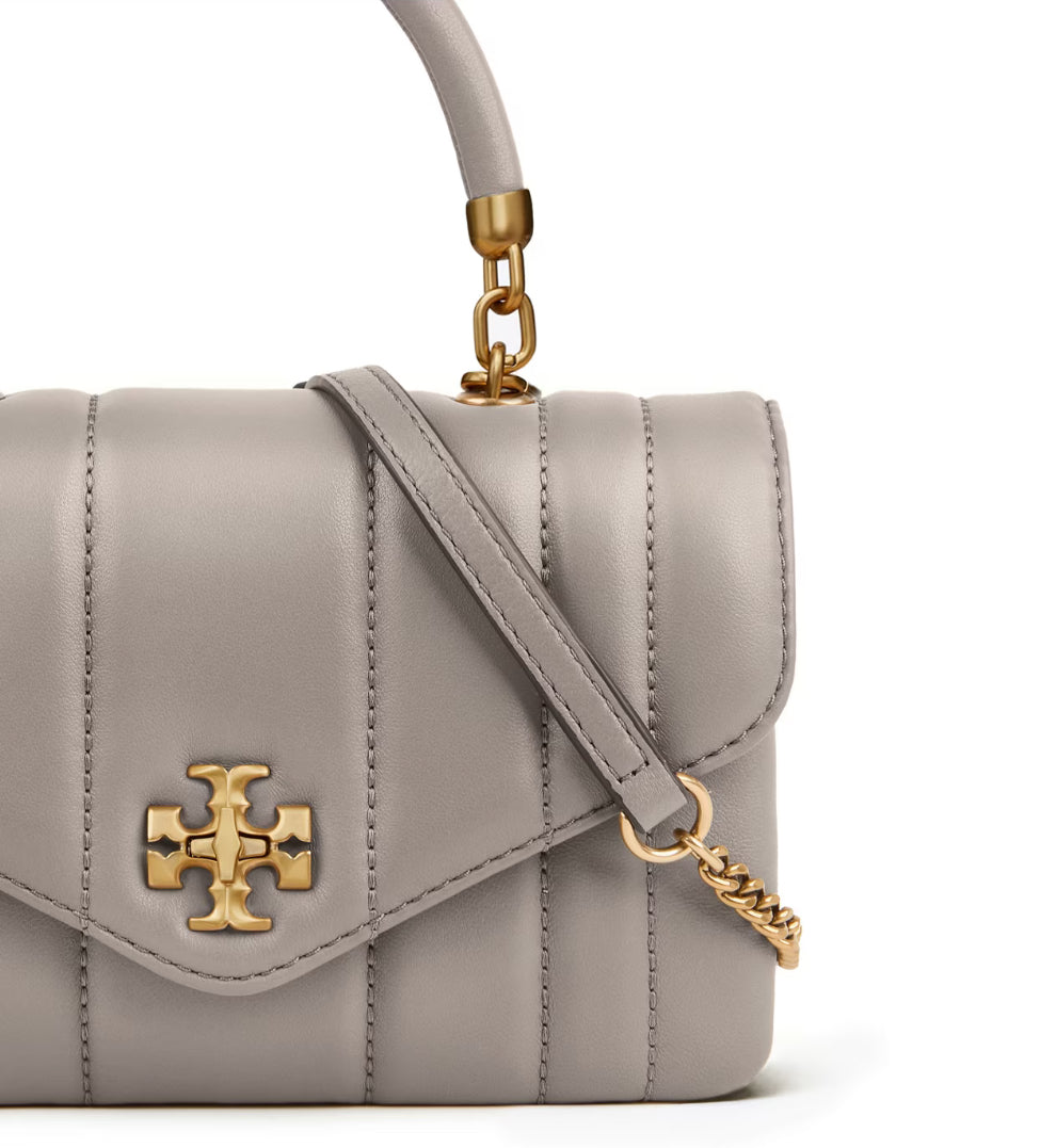 Tory Burch Mini Kira Top Handle Satchel Bag in Leather With Dust Bag With Original Dust Bag Purple