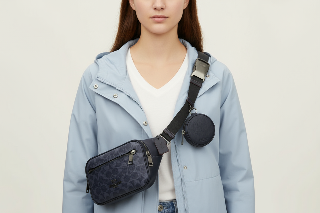 NWT Coach Unisex Elias Belt Bag In Signature Canvas & Leather