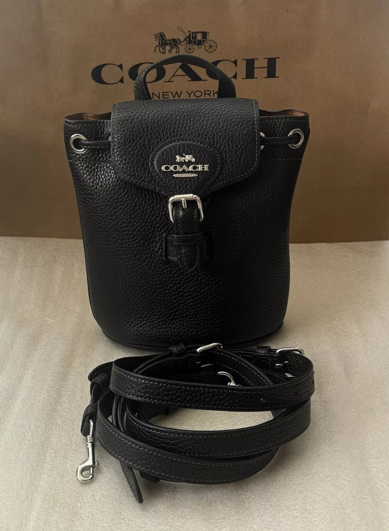 Coach Amelia Convertible Backpack In Leather -Black