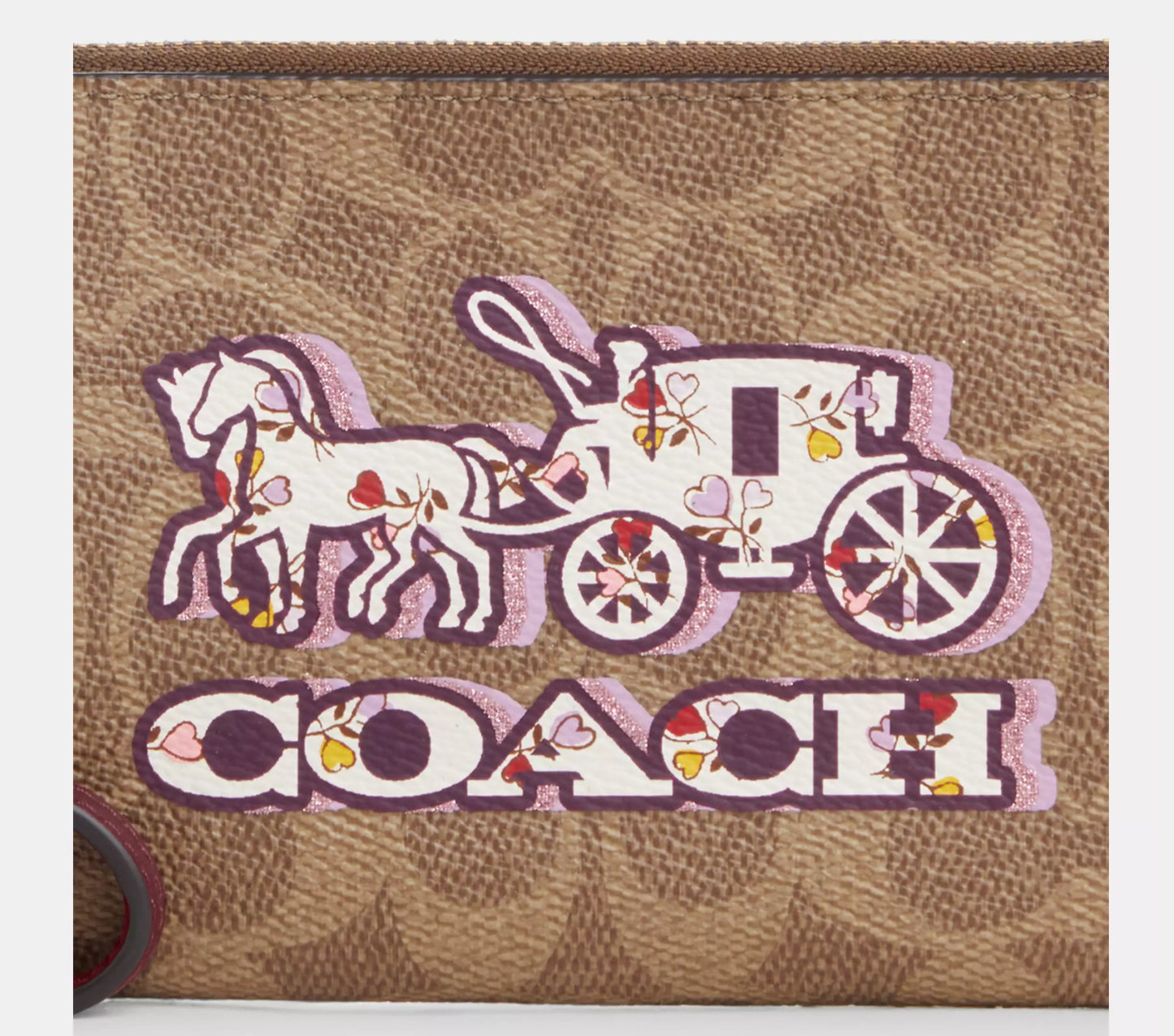 Coach Corner Zip Wristlet In Signature Canvas With Horse And Carriage Print