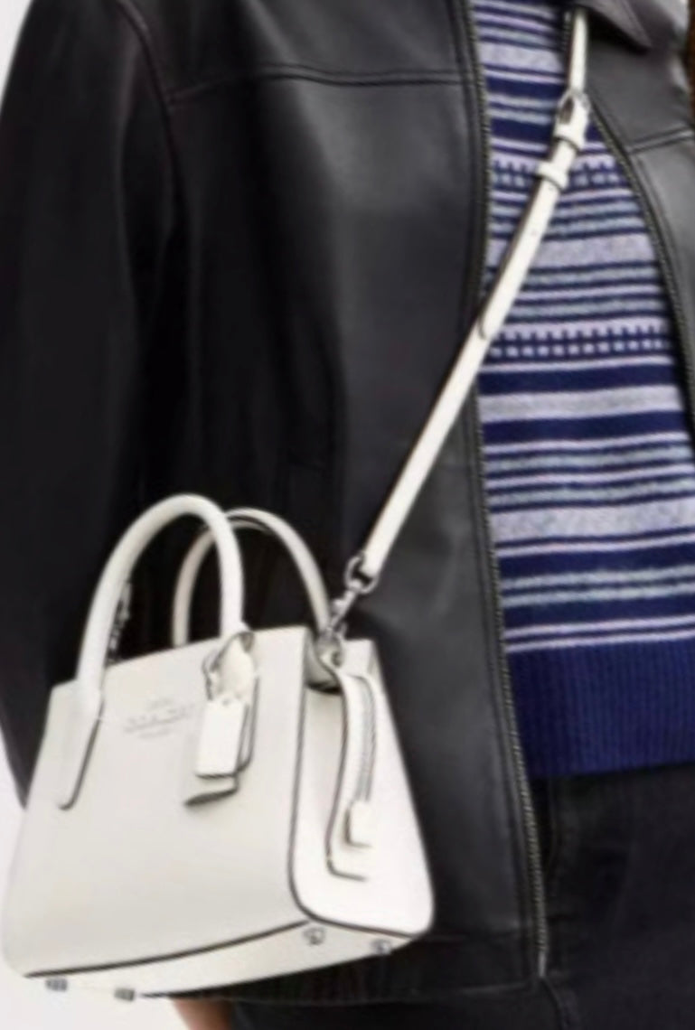 NWT Coach Medium Andrea Carryall Crossbody Leather Bag In Chalk