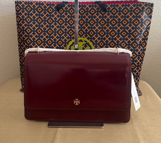 Tory Burch Emerson Patent Flap Adjustable Shoulder Bag