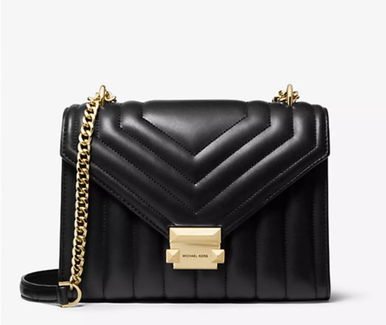 Michael Kors Whitney Medium Flap Chain Shoulder Bag Black