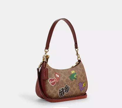 Coach Teri Shoulder Bag In Signature Canvas with Sticker Print