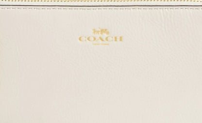 Coach Cross Grain Leather Corner Zip Wristlet Wallet Chalk/white