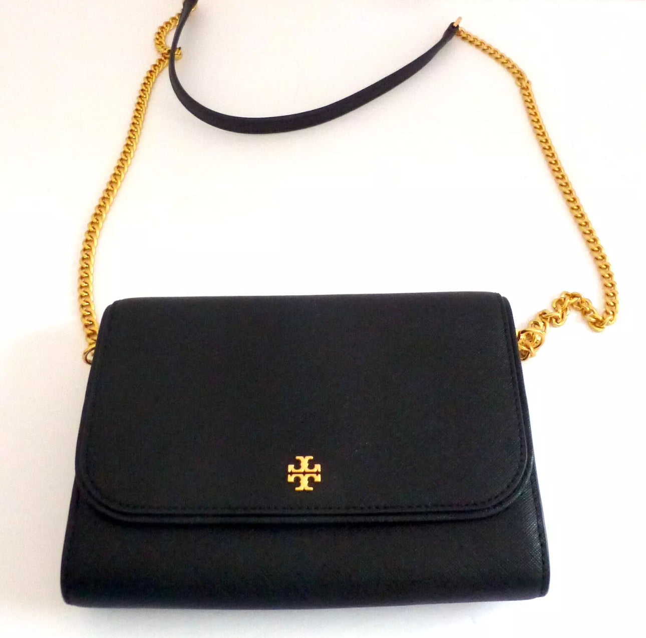 Tory Burch Emerson Chain
Wallet Saffiano Leather Black Bag