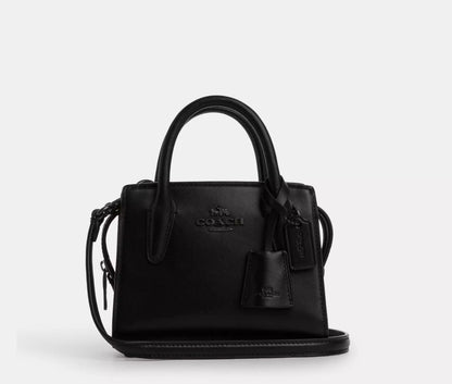 Coach Andrea Mini Carryall Top Handle/Crossbody Bag In Leather Black