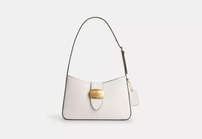 Coach Leather Eliza Shoulder Bag In Gold/Chalk