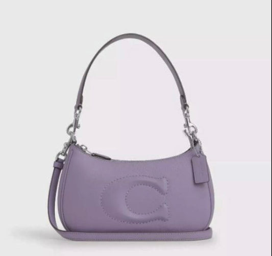 Coach Leather Teri Shoulder Bag In Silver/ Light Violet