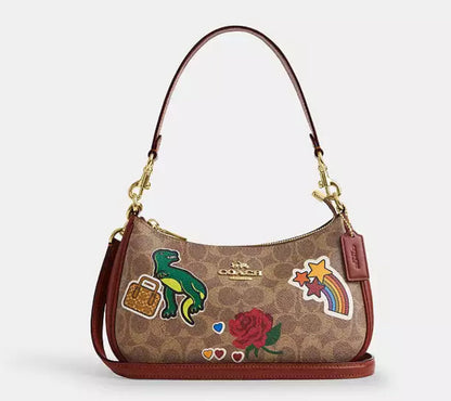 Coach Teri Shoulder Bag In Signature Canvas With Sticker Print