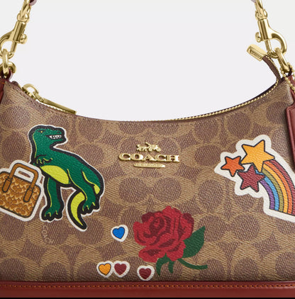 Coach Teri Shoulder Bag In Signature Canvas With Sticker Print