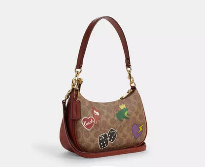 Coach Teri Shoulder Bag In Signature Canvas With Sticker Print