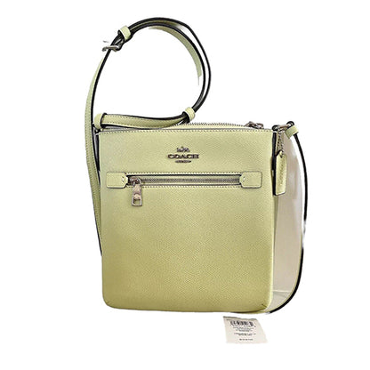 Coach Leather File Bag Crossbody, Silver/Pistachio