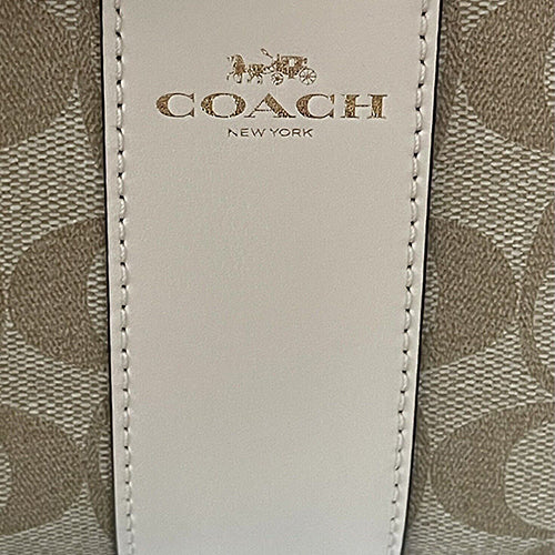 Coach Signature PVC & Leather Corner Zip Wristlet Wallet white