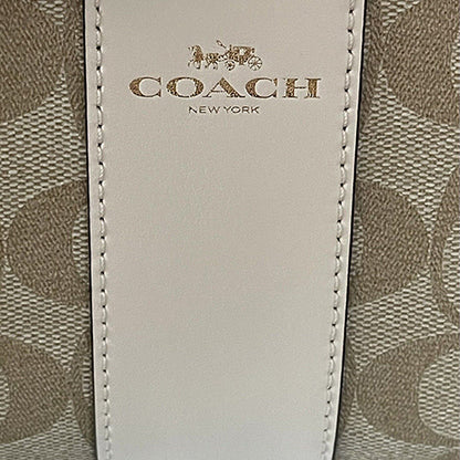 Coach Signature PVC & Leather Corner Zip Wristlet Wallet white