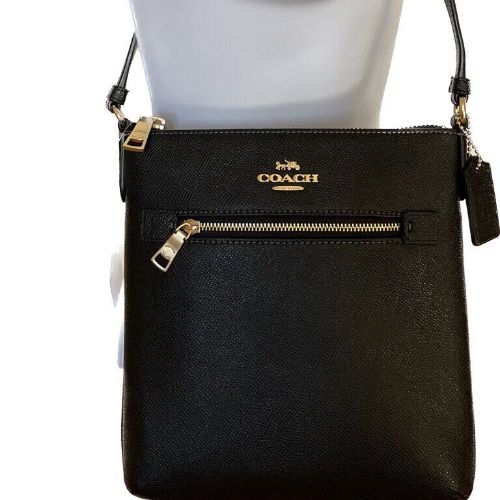 Coach Leather Mini Rowan Black Crossbody Bag