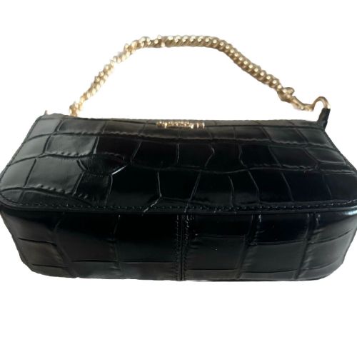 Coach Black Nolita 19 Crocodile Embossed Leather Convertible Bag