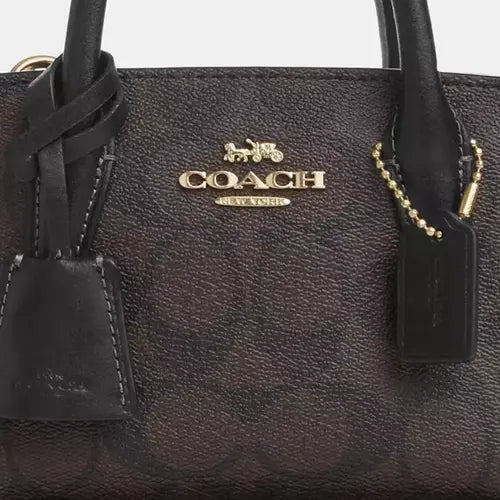 COACH Andrea Mini Carryall In Signature Canvas & Leather Gold/Brown/Black