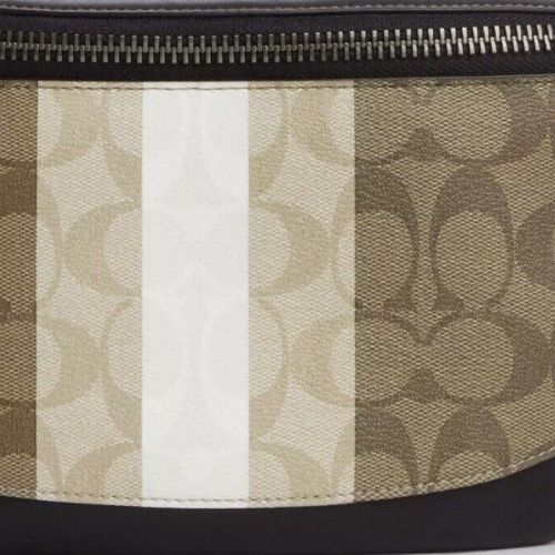 Coach Warren Belt Bag With Varsity Stripe In Signature Canvas & Soft Leather