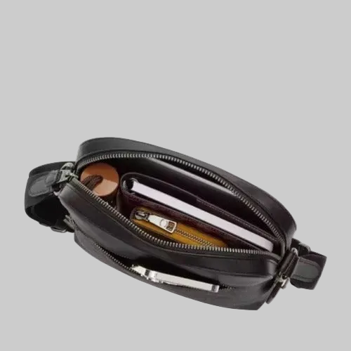 NWT Coach Men's Houston Flight Bag In Refined Pebble Leather In Black