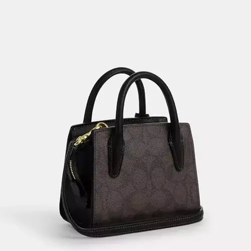 COACH Andrea Mini Carryall In Signature Canvas & Leather Gold/Brown/Black