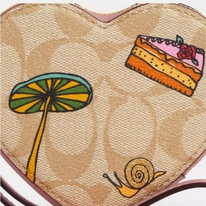 COACH X Observed By Us Heart Coin Case In Signature Canvas & Leather