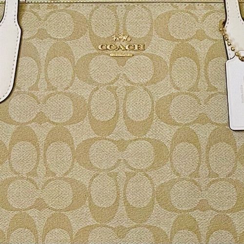 Coach Zip Top Tote Handbag In Signature Canvas & Leather