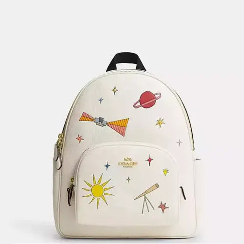 Coach X Observed By Us Court Backpack In Leather- Chalk Multi Bag