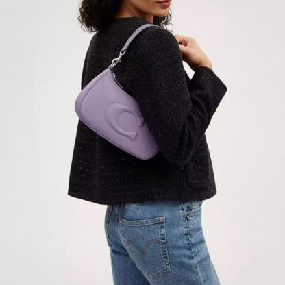 Coach Leather Teri Shoulder Bag In Silver/ Light Violet