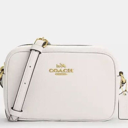 Coach Pebble Leather Mini Jamie Camera Crossbody Bag -Chalk/ Gold