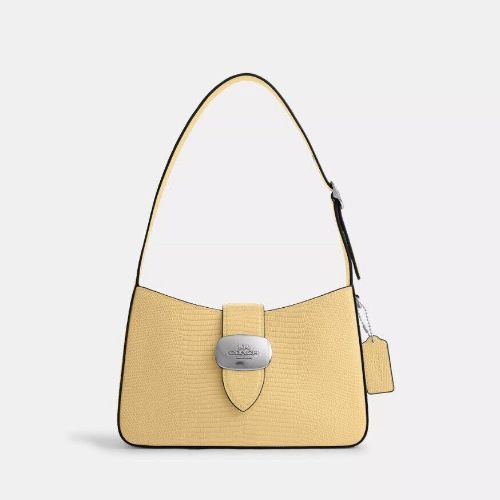 Coach Leather Eliza Shoulder Bag in Soft Yellow