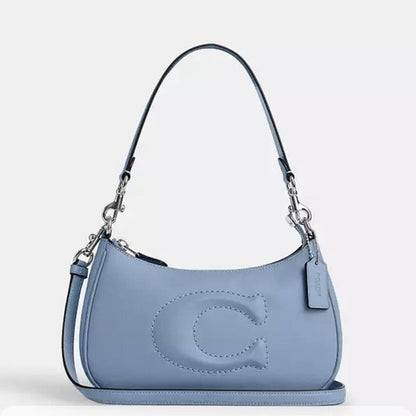 Coach Teri Shoulder Bag In Light Blue Smooth Leather CR099