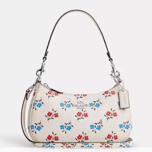 Coach Leather Teri Shoulder Bag With Floral Print CT830