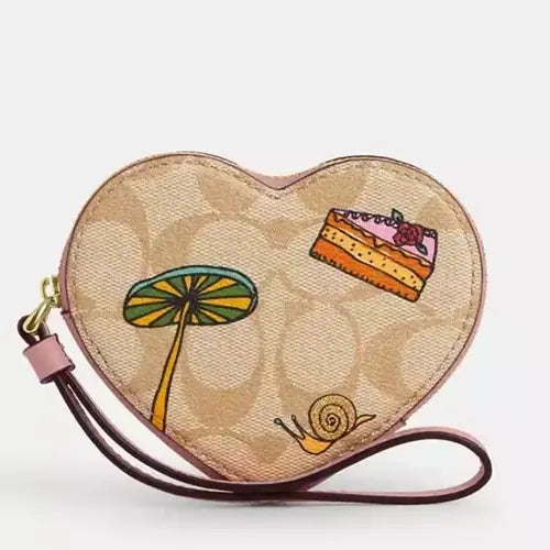 COACH X Observed By Us Heart Coin Case In Signature Canvas & Leather