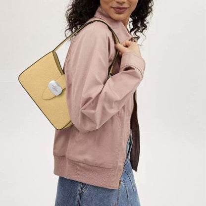 Coach Leather Eliza Shoulder Bag in Soft Yellow