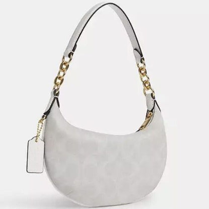 Coach Signature Canvas & Leather Mini Payton Hobo Gold /Chalk Glacier White